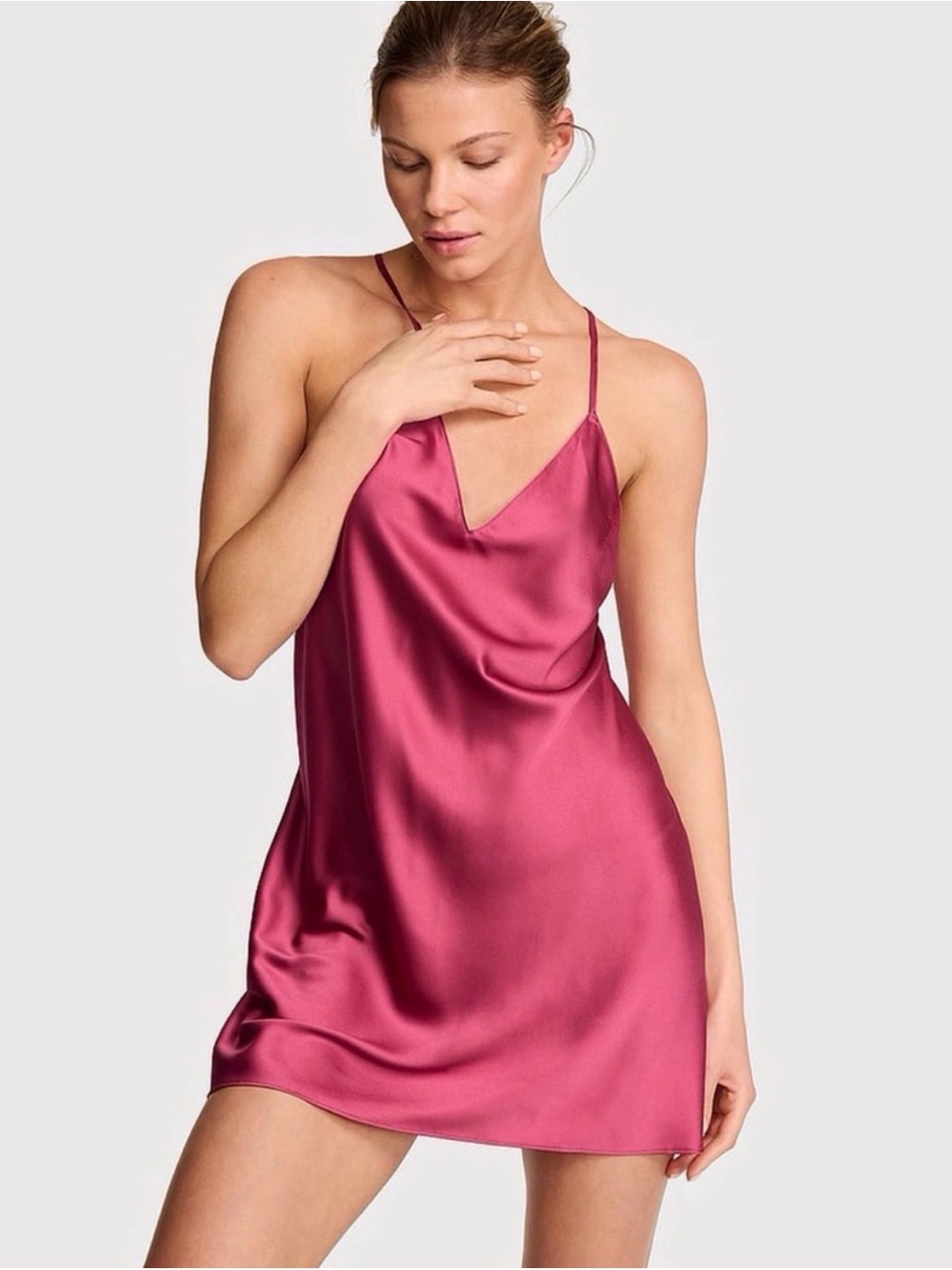 Victoria’s Secret Satin Open Back Slip Dress Lingerie Small
